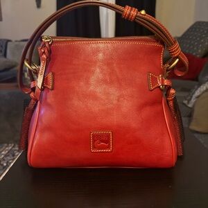 Dooney & Bourke Florentine mini tassel bag red leather lip.